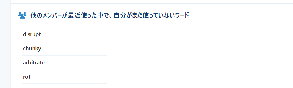 Word Master 他のメンバーが使った未使用ワード